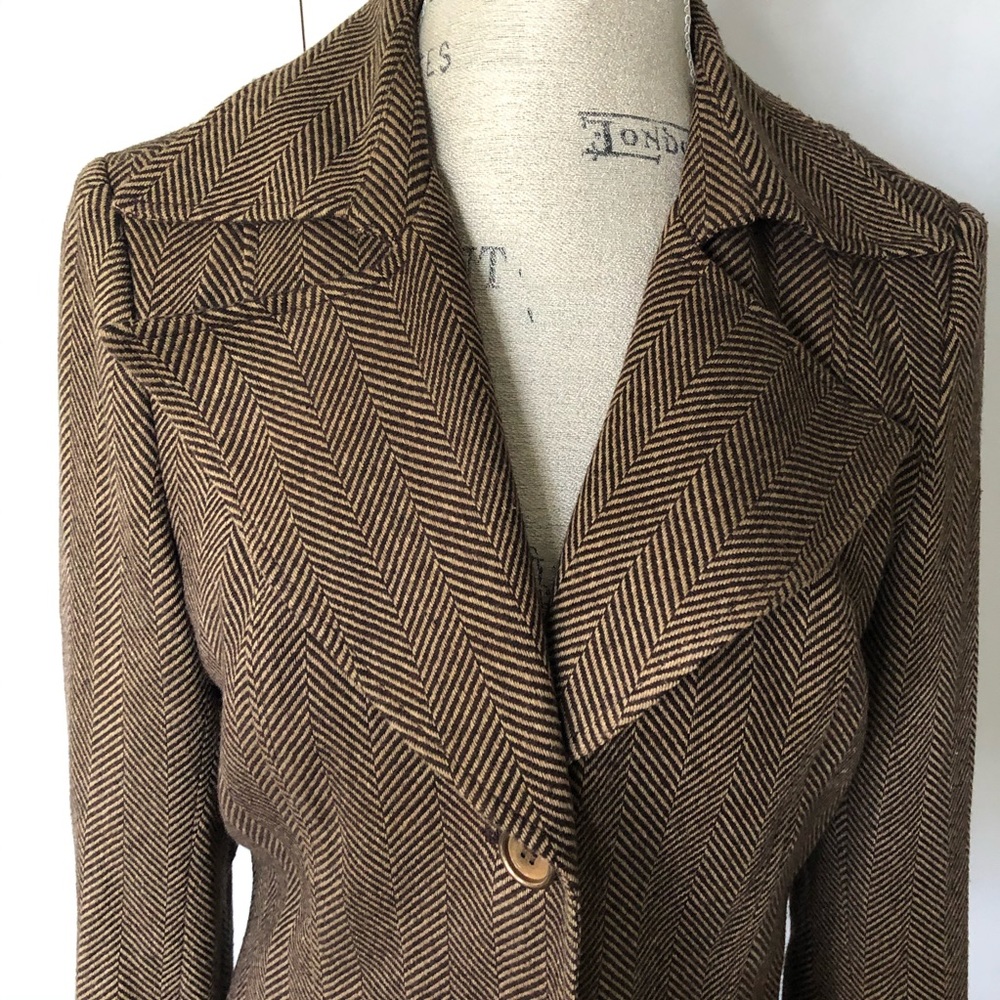 Vintage Bell Sleeve Blazer Herringbone - Picture 4 of 6
